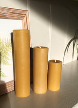 Load image into Gallery viewer, Beeswax Slim Rustic Pillar Candle Collection