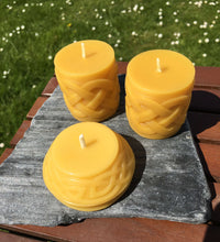 Load image into Gallery viewer, Celtic Knot and Ribbon Beeswax Candles