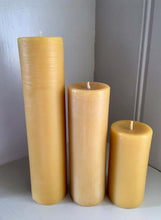 Load image into Gallery viewer, Beeswax Slim Rustic Pillar Candle 19x4.5cm