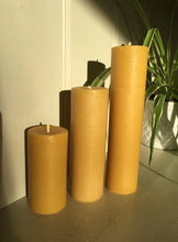 Load image into Gallery viewer, Beeswax Slim Rustic Pillar Candle 19x4.5cm