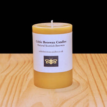 Load image into Gallery viewer, Celtic Beeswax Rustic Pillar Candle 9x6cm
