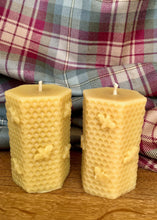 Load image into Gallery viewer, Hexagon Bee Pillar Candle