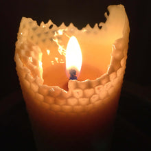 Load image into Gallery viewer, Celtic Beeswax Candles, Honeycomb flame