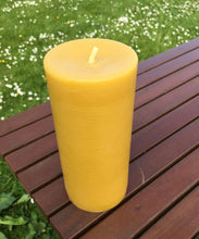 Load image into Gallery viewer, Rustic Celtic Beeswax Pillar candle 14 x6 cm