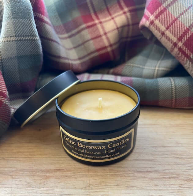 Black Celtic Beeswax Travel Tin Candle