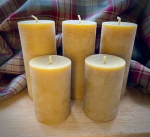 Rustic Beeswax Pillar Candle  9x6cm