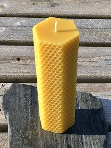 Beeswax Hexagon Pillar Candle 16x5.5cm