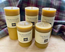 Load image into Gallery viewer, Celtic Beeswax Candles - selection of Rustic Pillar candles
