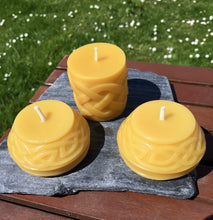Load image into Gallery viewer, Pair of Celtic Ribbon Beeswax Candles
