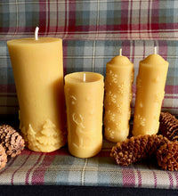 Load image into Gallery viewer, Beeswax Christmas Snowflake Pillar Candles
