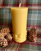 Load image into Gallery viewer, Celtic Beeswax Pillar Candle - Winter Forest 
