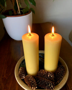 Pair of smooth Celtic beeswax candles 16.5x4.5