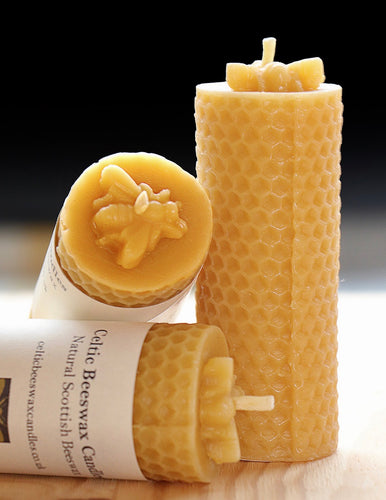 Celtic Beeswax Candles, Solid bee on top 