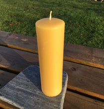 Load image into Gallery viewer, Celtic Beeswax Candles - 4.5 x 16.5cm tall smooth pillar candle
